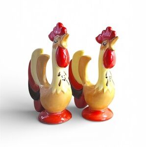 1960 Coq Rouge Rooster Salt & Pepper Shaker Set Holt Howard